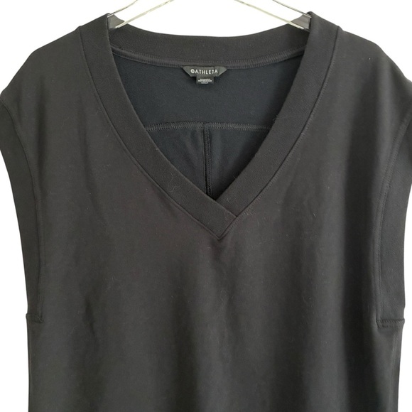 Athleta Retroterry V-Neck Sweatshirt Tee Sleeveless Black Medium - Picture 6 of 16